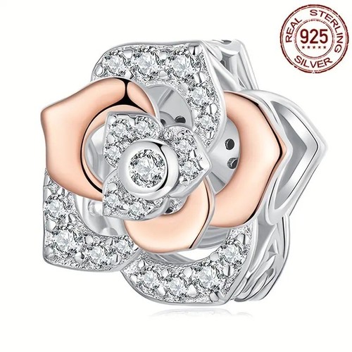 Ciondolo fiore rosa zircone