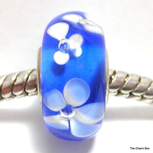 Charm europeo blu con - con, fiori