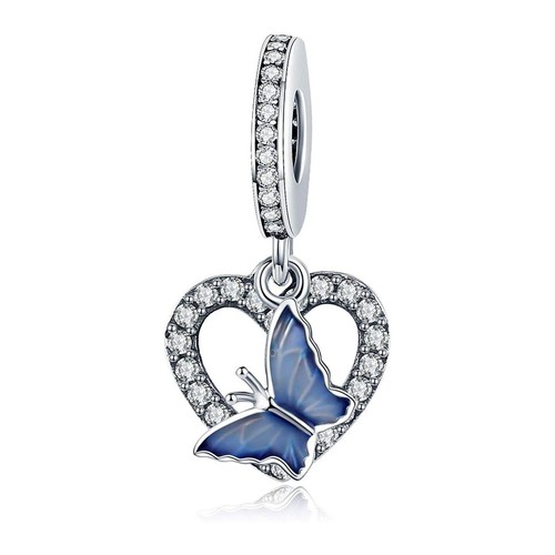 Ciondolo cuore farfalla blu