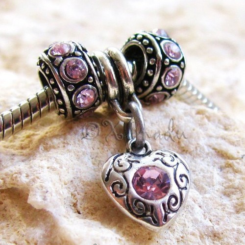 Perline charm europee cuore - perline,